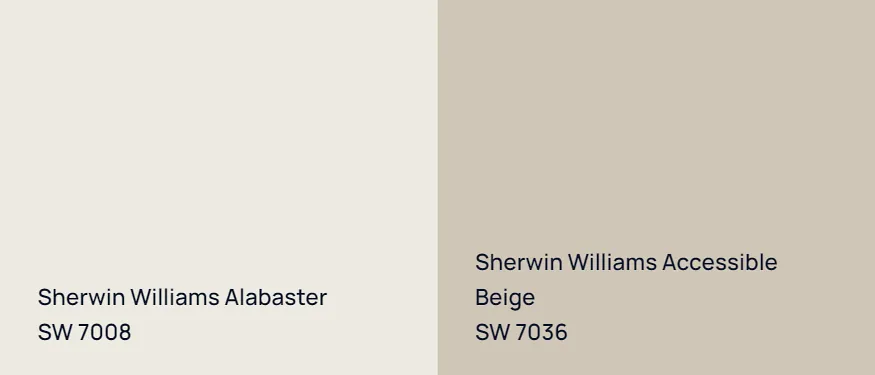 Sherwin Williams Alabaster SW 7008 vs Sherwin Williams Accessible Beige SW 7036