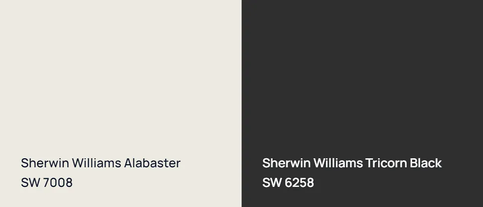 Sherwin Williams Alabaster SW 7008 vs Sherwin Williams Tricorn Black SW 6258