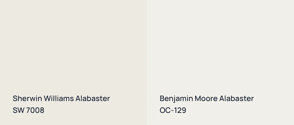 Sherwin Williams Alabaster SW 7008 vs Benjamin Moore Alabaster OC-129