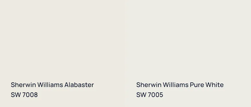 Sherwin Williams Alabaster SW 7008 vs Sherwin Williams Pure White SW 7005