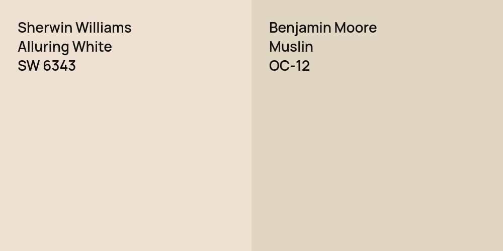 Sherwin Williams Alluring White vs. Benjamin Moore Muslin