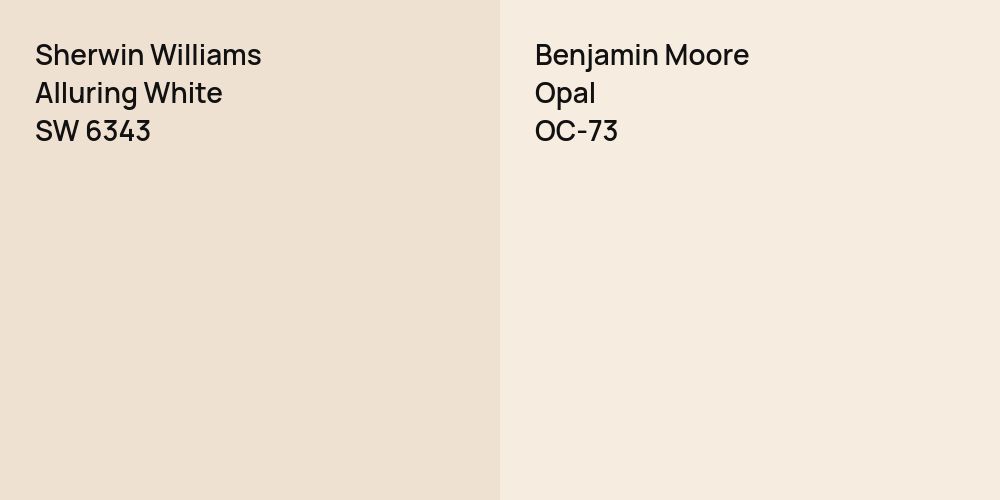 Sherwin Williams Alluring White vs. Benjamin Moore Opal