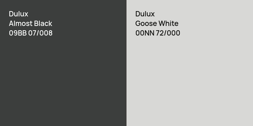 Dulux Almost Black vs. Dulux Goose White