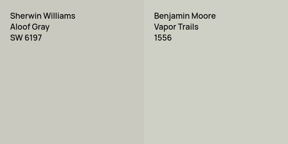 Sherwin Williams Aloof Gray vs. Benjamin Moore Vapor Trails