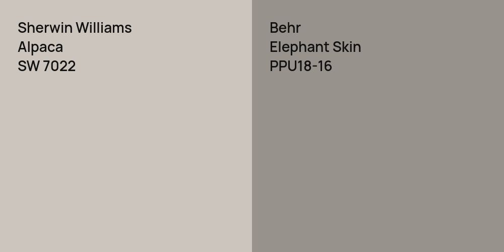 Sherwin Williams Alpaca vs. Behr Elephant Skin