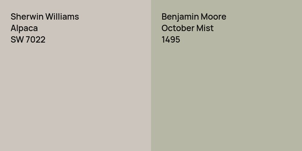 Sherwin Williams Alpaca vs. Benjamin Moore October Mist