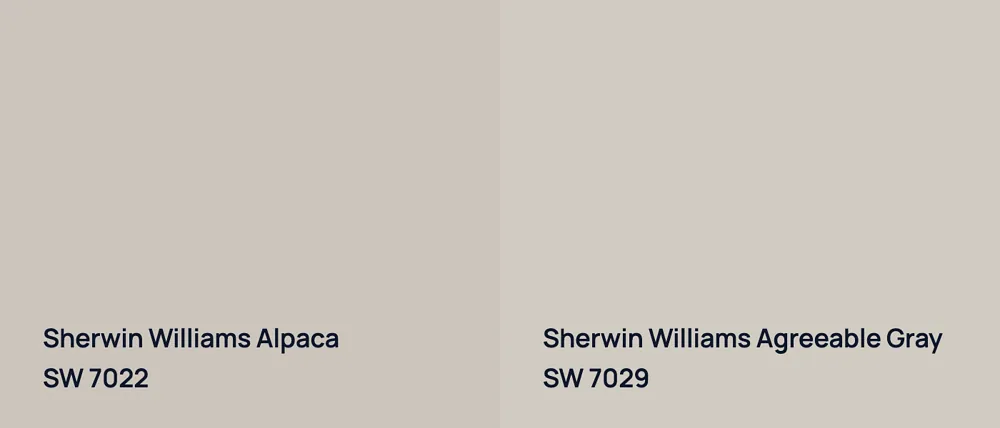 Sherwin Williams Alpaca SW 7022 vs Sherwin Williams Agreeable Gray SW 7029