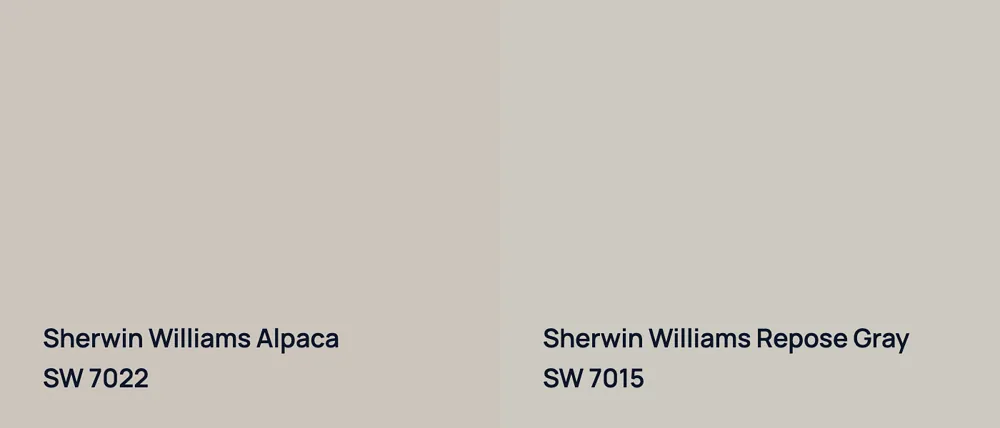 Sherwin Williams Alpaca SW 7022 vs Sherwin Williams Repose Gray SW 7015