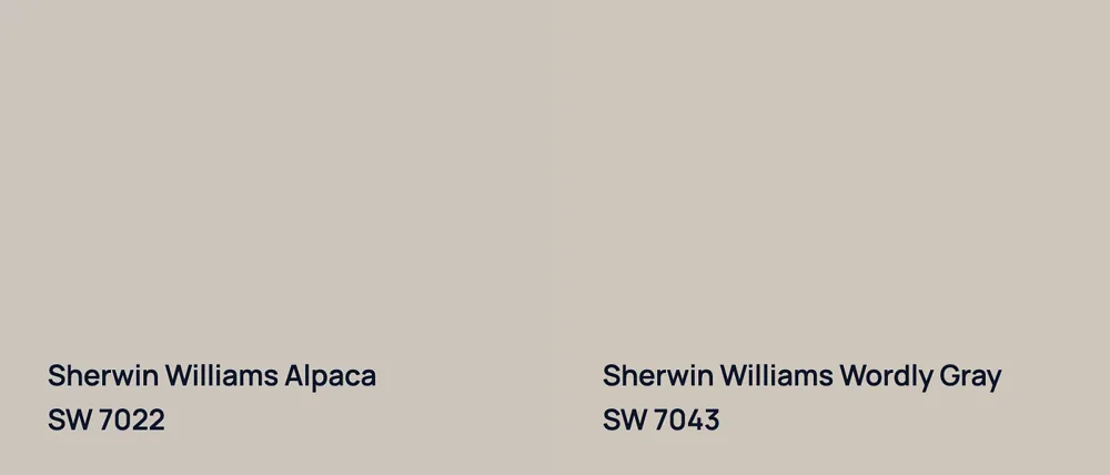 Sherwin Williams Alpaca SW 7022 vs Sherwin Williams Wordly Gray SW 7043