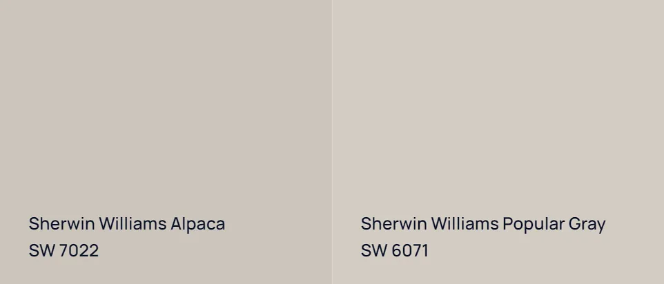 Sherwin Williams Alpaca SW 7022 vs Sherwin Williams Popular Gray SW 6071