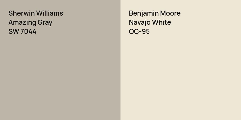 Sherwin Williams Amazing Gray vs. Benjamin Moore Navajo White