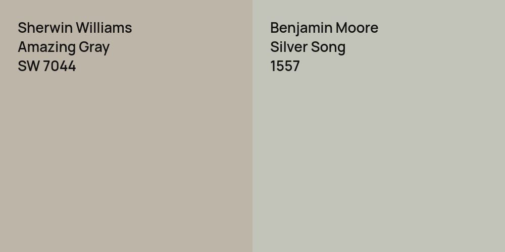 Sherwin Williams Amazing Gray vs. Benjamin Moore Silver Song