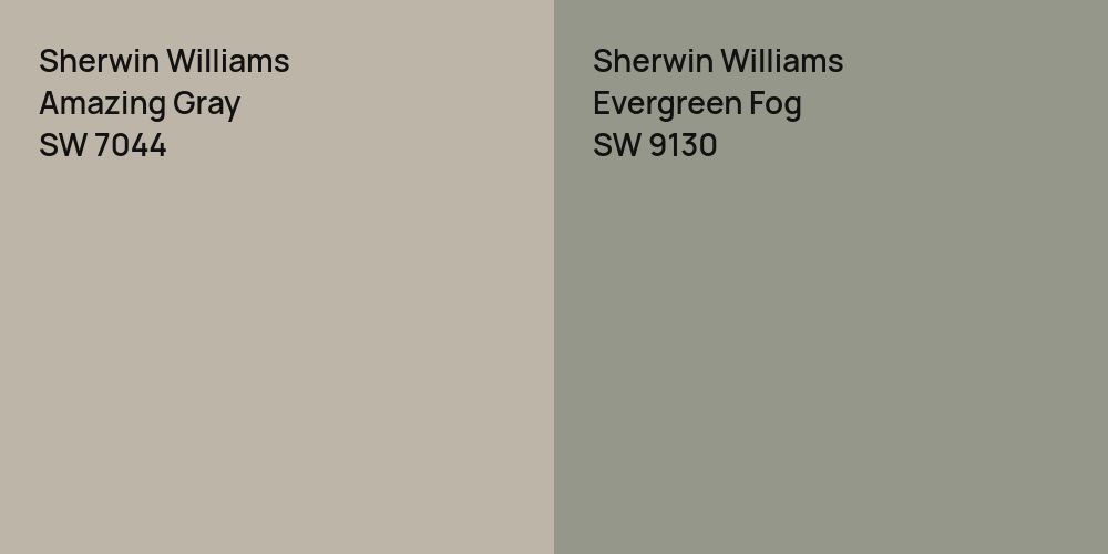 Sherwin Williams Amazing Gray vs. Sherwin Williams Evergreen Fog