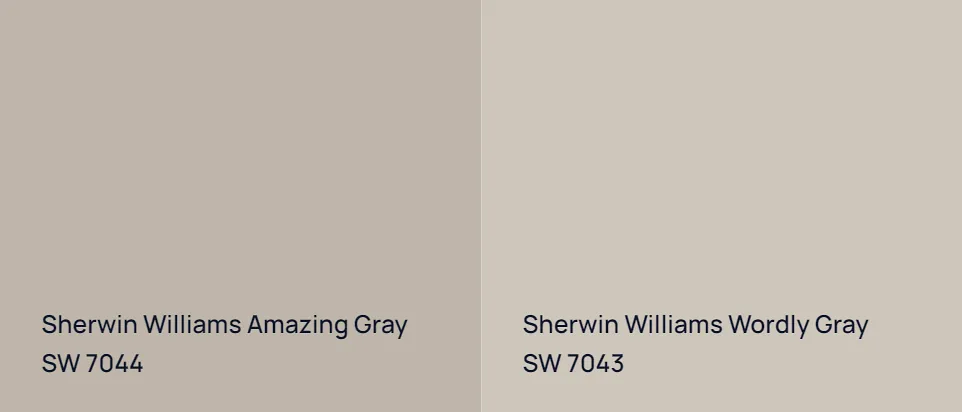 Sherwin Williams Amazing Gray SW 7044 vs Sherwin Williams Wordly Gray SW 7043