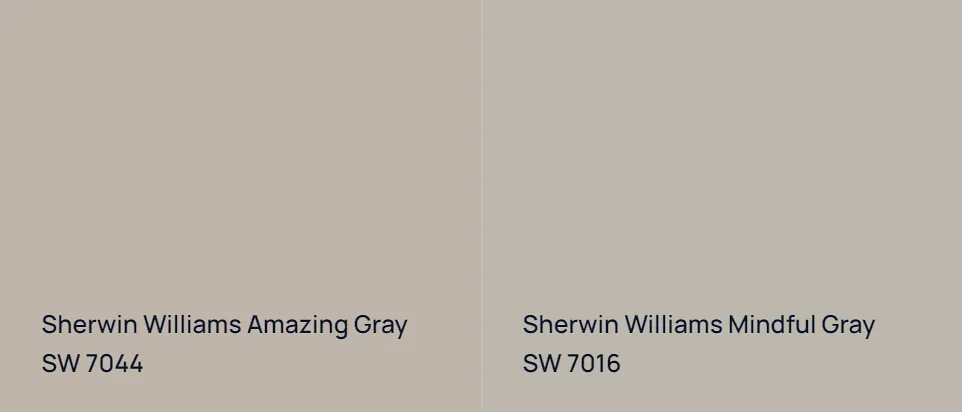 Sherwin Williams Amazing Gray SW 7044 vs Sherwin Williams Mindful Gray SW 7016