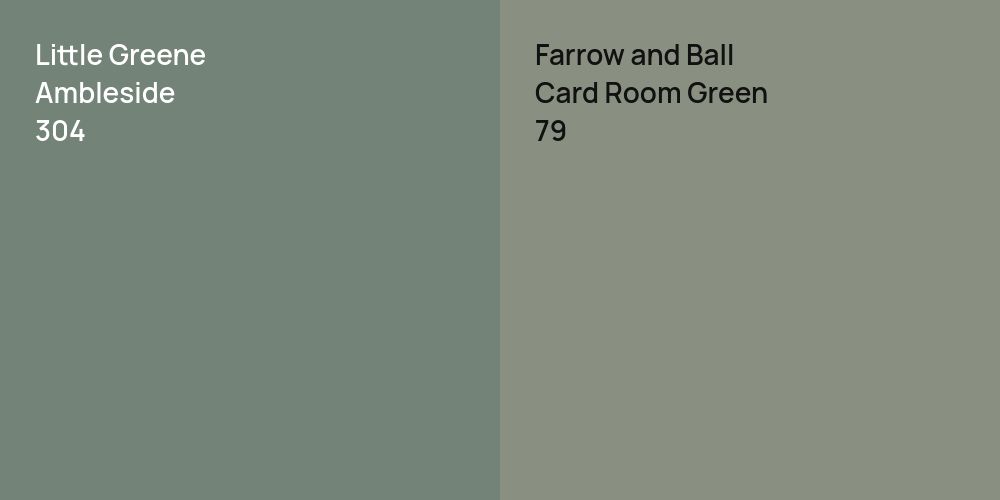 Little Greene Ambleside vs. Farrow and Ball Card Room Green