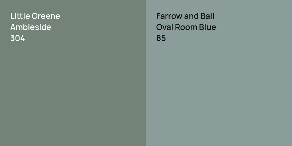 Little Greene Ambleside vs. Farrow and Ball Oval Room Blue