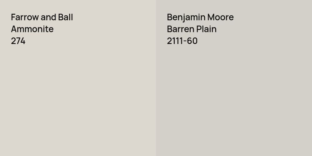 Farrow and Ball Ammonite vs. Benjamin Moore Barren Plain