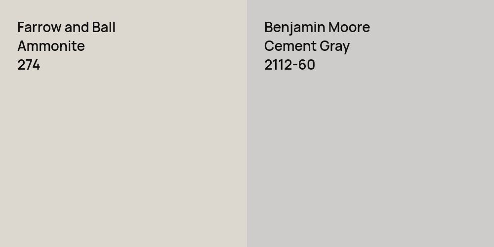 Farrow and Ball Ammonite vs. Benjamin Moore Cement Gray