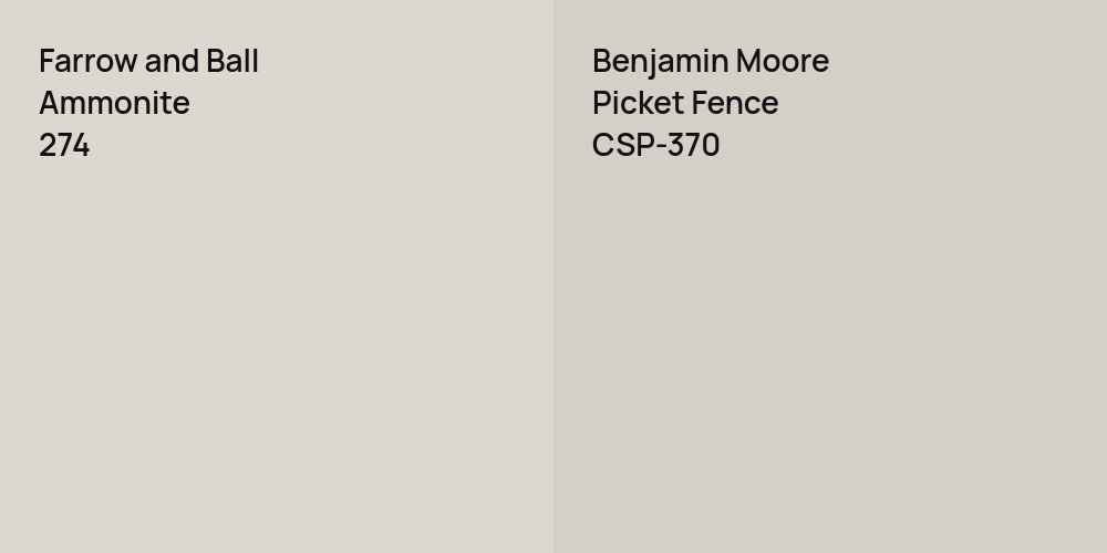 Farrow and Ball Ammonite vs. Benjamin Moore Picket Fence