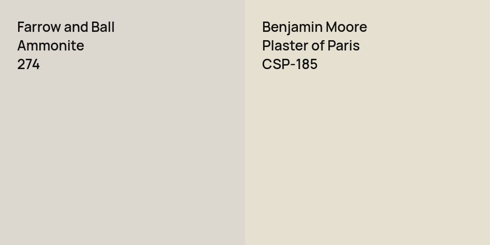 Farrow and Ball Ammonite vs. Benjamin Moore Plaster of Paris