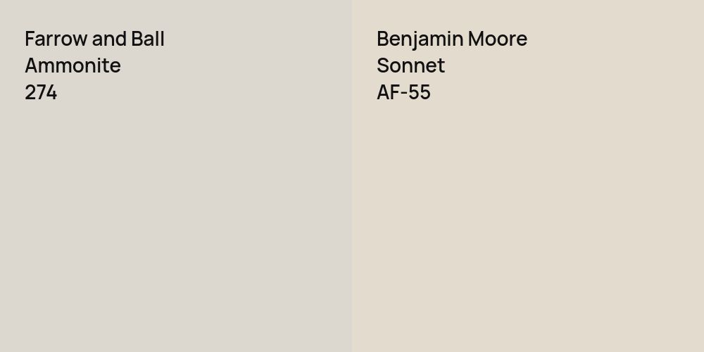 Farrow and Ball Ammonite vs. Benjamin Moore Sonnet