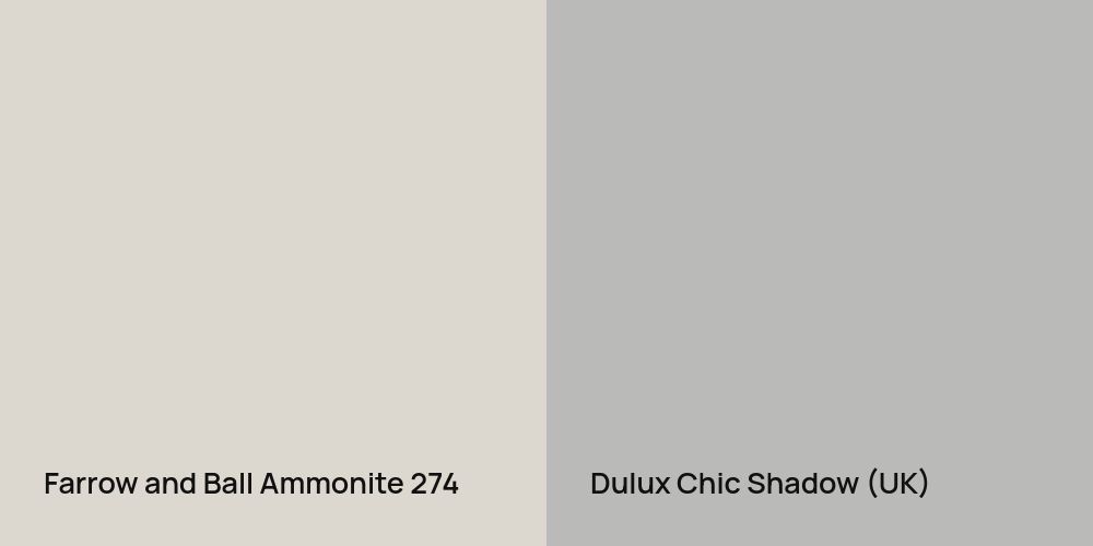 Farrow and Ball Ammonite vs. Dulux Chic Shadow