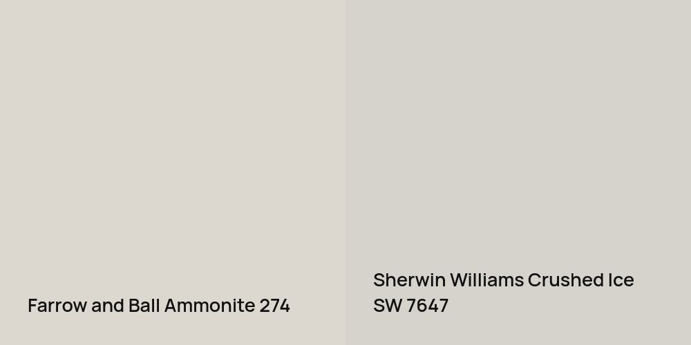 Farrow and Ball Ammonite vs. Sherwin Williams Crushed Ice