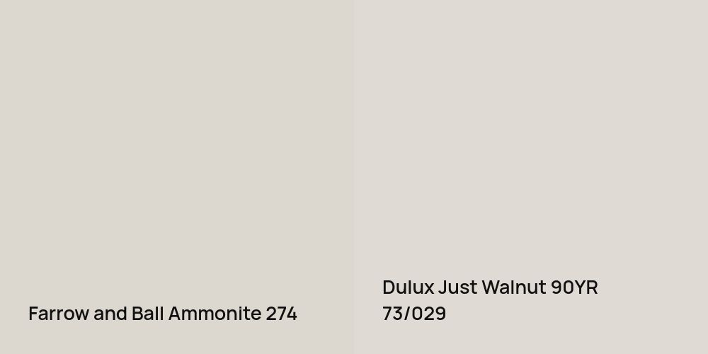 Farrow and Ball Ammonite vs. Dulux Just Walnut