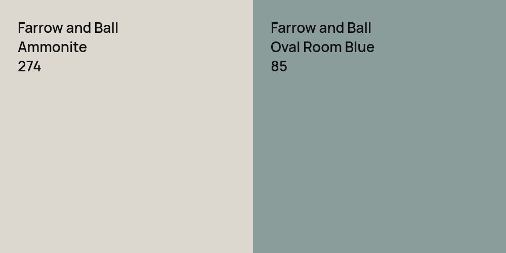 Farrow and Ball Ammonite vs. Farrow and Ball Oval Room Blue