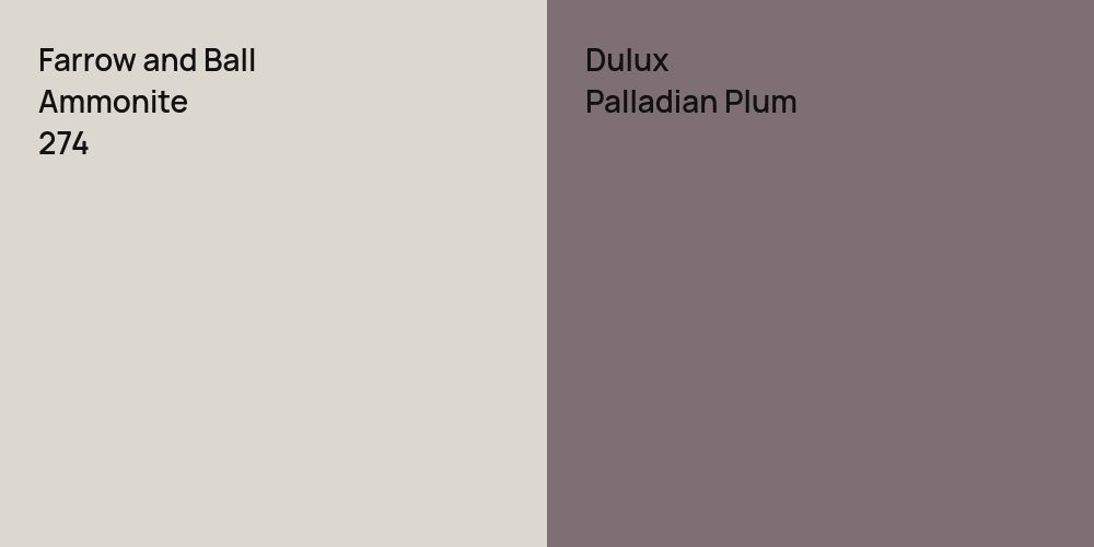 Farrow and Ball Ammonite vs. Dulux Palladian Plum