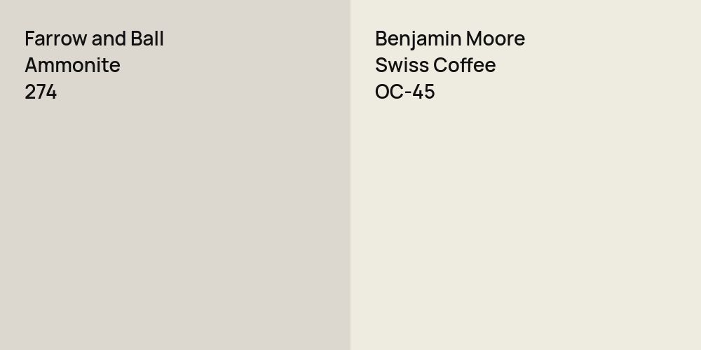 Farrow and Ball Ammonite vs. Benjamin Moore Swiss Coffee