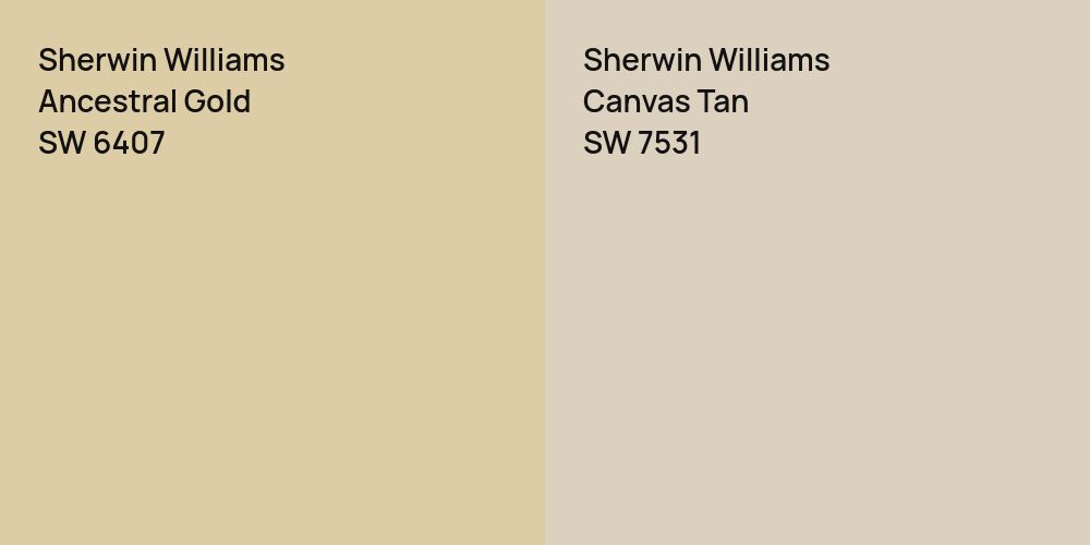 Sherwin Williams Ancestral Gold vs. Sherwin Williams Canvas Tan