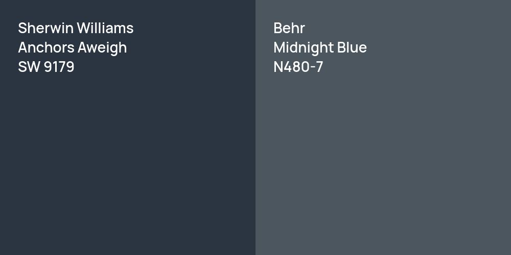 Sherwin Williams Anchors Aweigh vs. Behr Midnight Blue