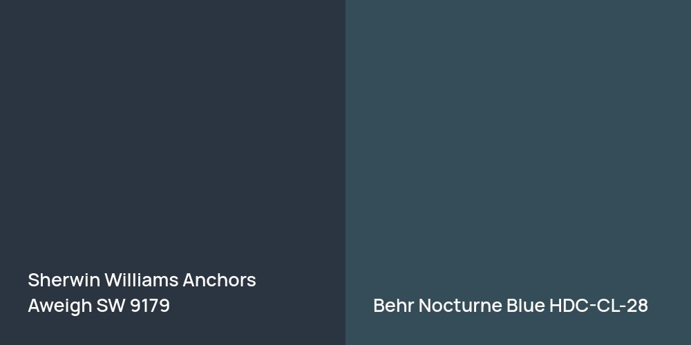 Sherwin Williams Anchors Aweigh vs. Behr Nocturne Blue