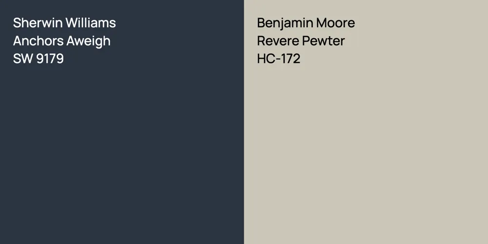 Sherwin Williams Anchors Aweigh vs. Benjamin Moore Revere Pewter