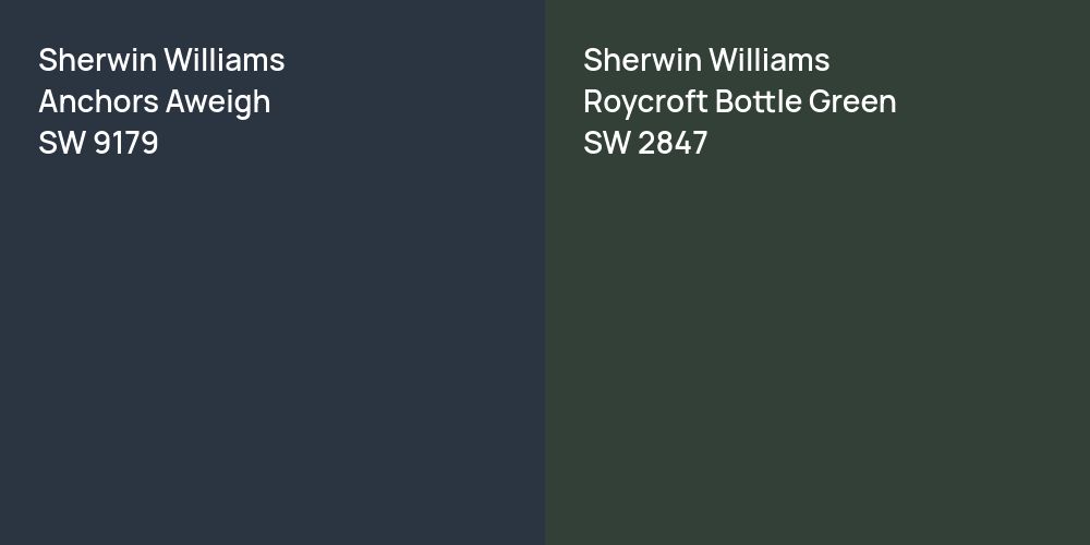 Sherwin Williams Anchors Aweigh vs. Sherwin Williams Roycroft Bottle Green