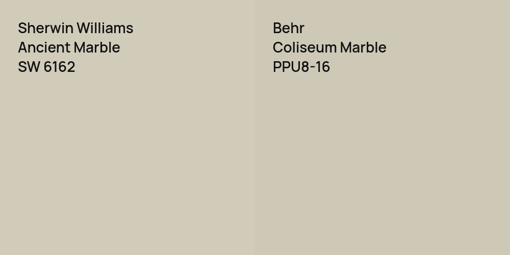 Sherwin Williams Ancient Marble vs. Behr Coliseum Marble