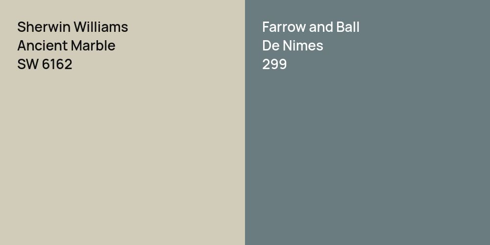 Sherwin Williams Ancient Marble vs. Farrow and Ball De Nimes