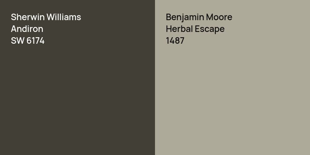 Sherwin Williams Andiron vs. Benjamin Moore Herbal Escape