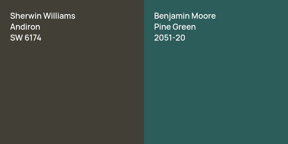 Sherwin Williams Andiron vs. Benjamin Moore Pine Green