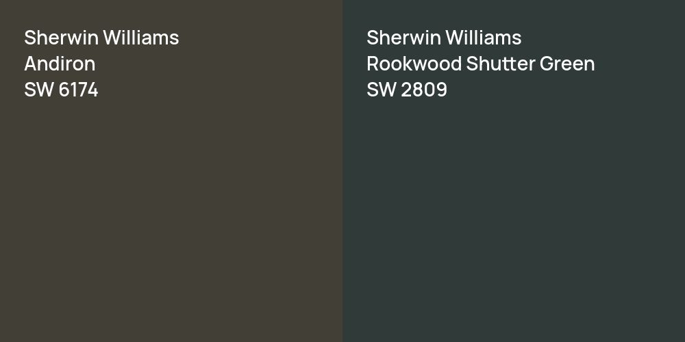 Sherwin Williams Andiron vs. Sherwin Williams Rookwood Shutter Green