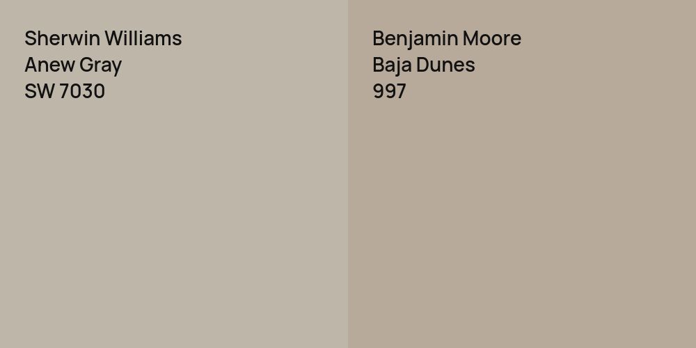 Sherwin Williams Anew Gray vs. Benjamin Moore Baja Dunes