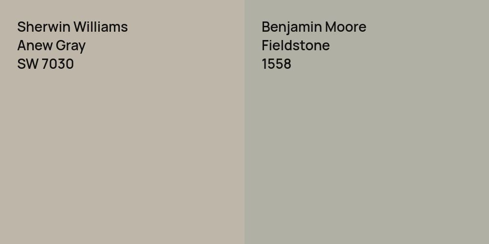 Sherwin Williams Anew Gray vs. Benjamin Moore Fieldstone