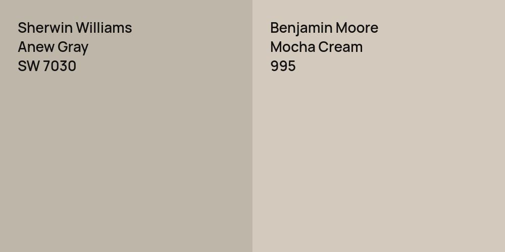 Sherwin Williams Anew Gray vs. Benjamin Moore Mocha Cream