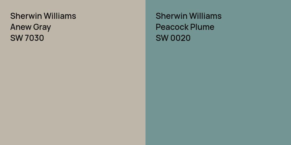 Sherwin Williams Anew Gray vs. Sherwin Williams Peacock Plume