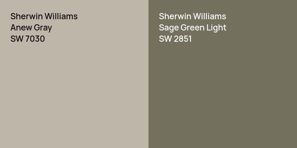 Sherwin Williams Anew Gray vs. Sherwin Williams Sage Green Light