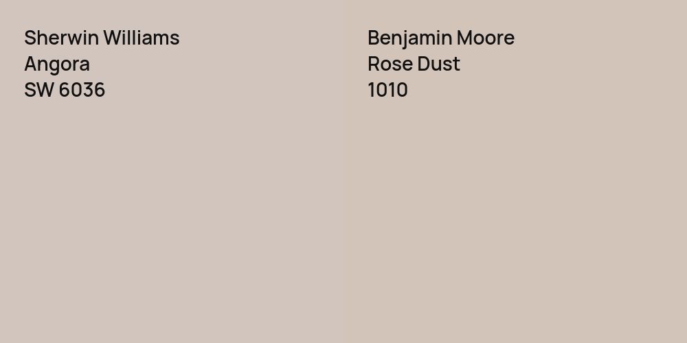 Sherwin Williams Angora vs. Benjamin Moore Rose Dust