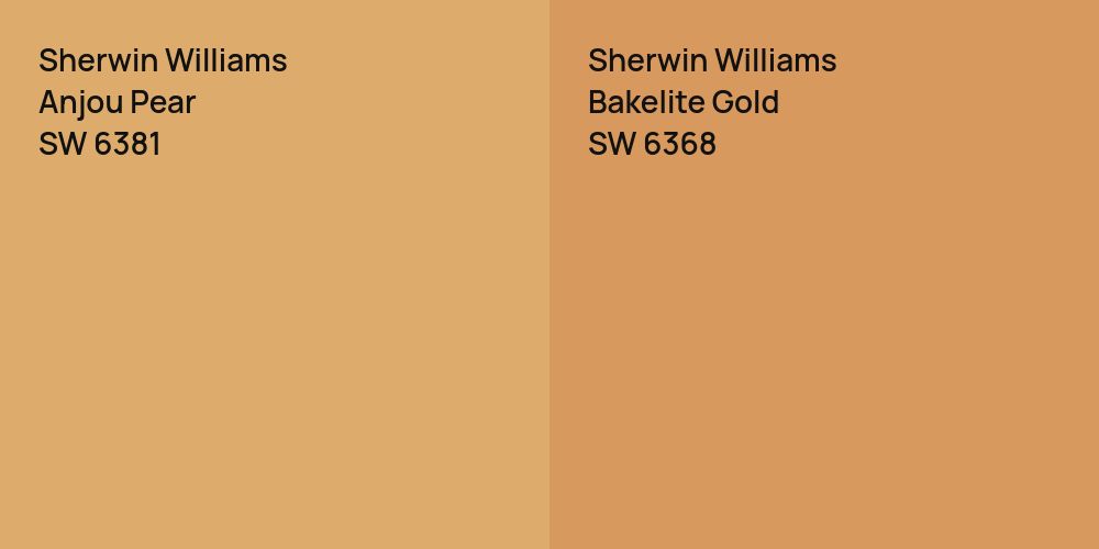 Sherwin Williams Anjou Pear vs. Sherwin Williams Bakelite Gold