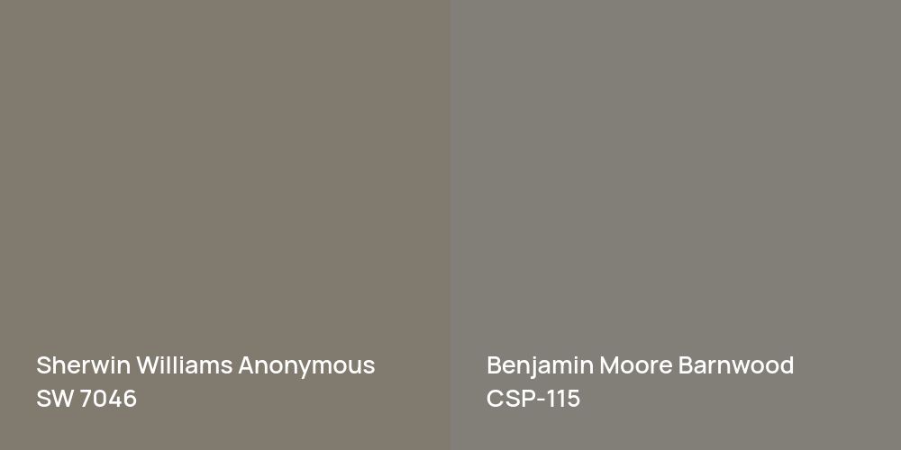 Sherwin Williams Anonymous vs. Benjamin Moore Barnwood